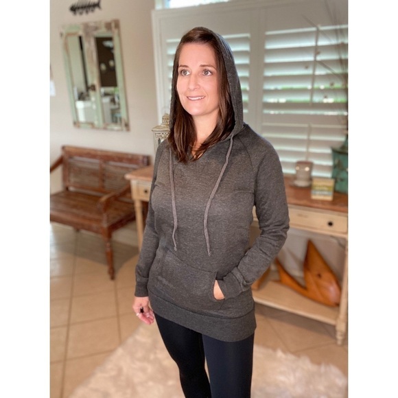 Drawstring Hoodie Kangaroo Pocket Gray 3520 - Picture 8 of 8